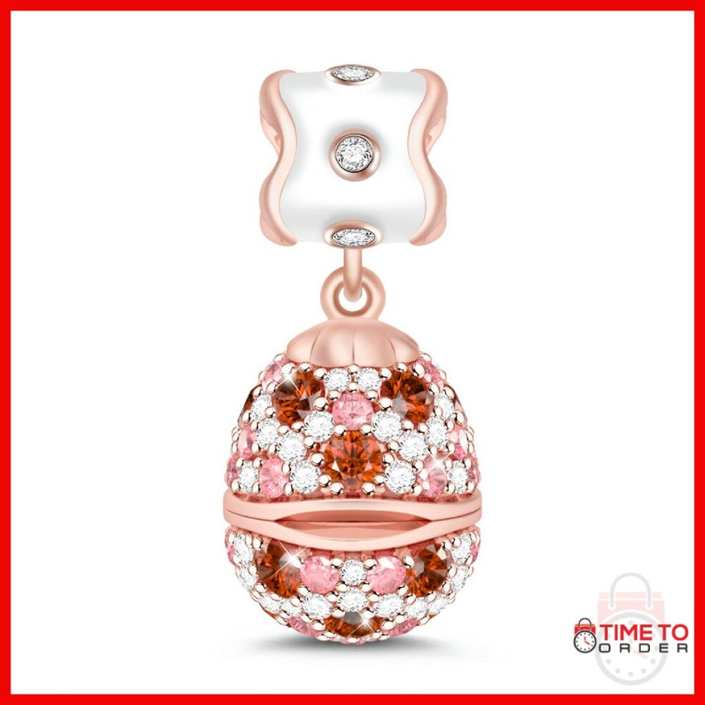 Sterling Silver Easter Egg Charm With Rabbit Surp… - image 1